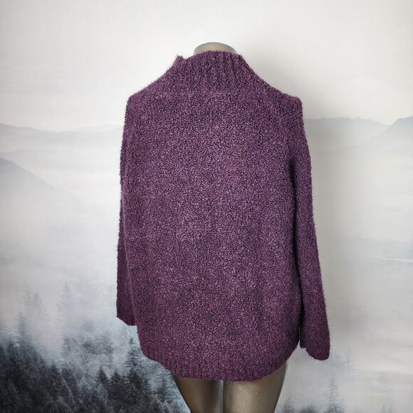 Ann Taylor Loft Wool Blend Purple Mock Neck Knit Sweater | Women's Small - Picture 8 of 12